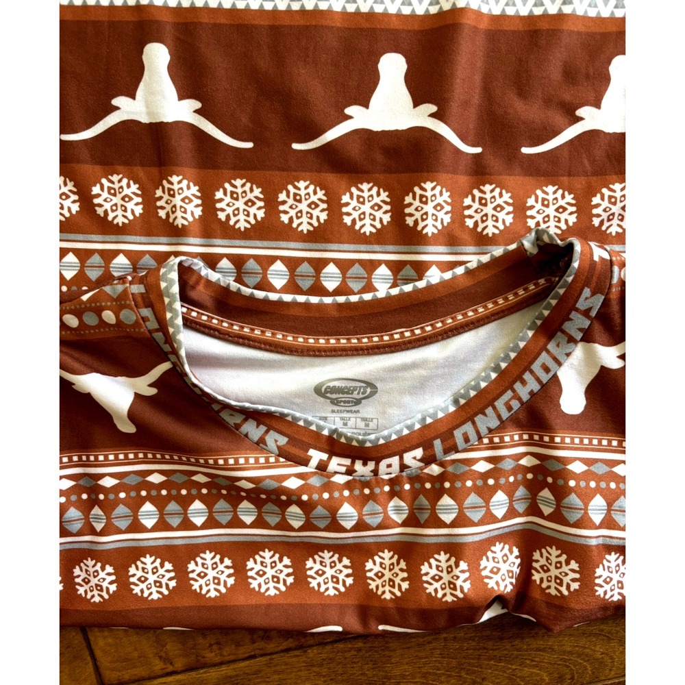 Concepts Sport Texas Longhorns Mens Sz M Burnt Orange Fair Isle Sleepwear Top - Picture 7 of 9